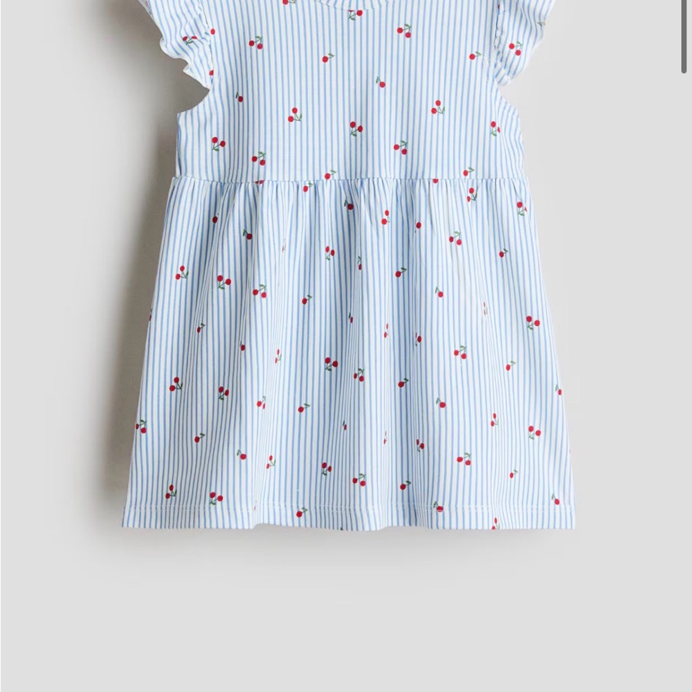 Blue Striped Cherry Print Sundress